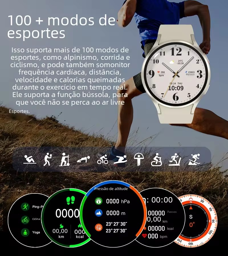 Novo Relógio Inteligente 6 com - Smartwatch Watches For Women With Gps avaliação e preço