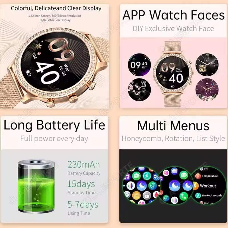 Relógio inteligente elegante p - Watches Ladies Smartwatch avaliação e preço